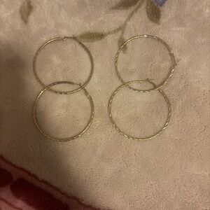 Textured Gold Hoop Earrings - Women Jewelry